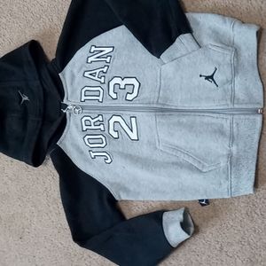 Air Jordan Full-zip Fleece Hoodie. Gray & Black with Jordan 23 on front. Sz S